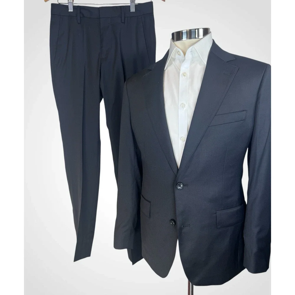 Bonobos Jetsetter Black Suit 36R 29x30 Standard Fit Wool Stretch NWOT